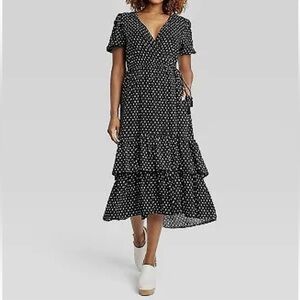 Knox Rose Black and White Polka Dot Midi Dress